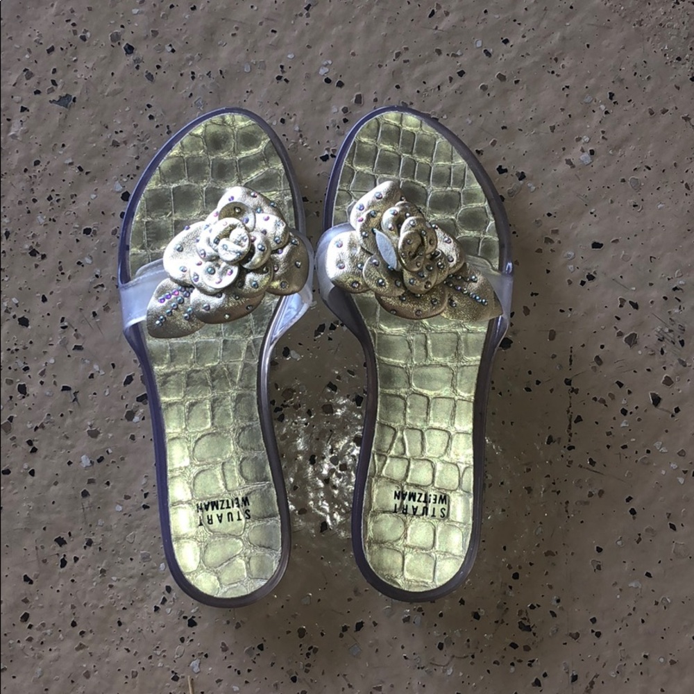 Stuart Whitman Gold Flip Flops